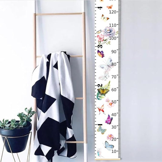 Baby Growth Chart for Wall - Height Chart for Kids Nursery Decor Wall Hanging Measurement Ruler Toddler Room Decor Play Room Essentials Birthday Christmas Gifts for Boys Girls 79"X7.9" (Butterfly)