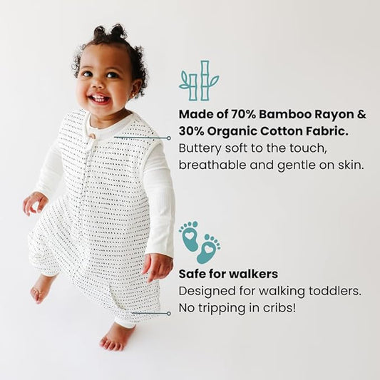 Tealbee Dreamsuit Toddler Sleep Sack with Feet – Walker Sleep Bag with Legs, Rayon made from Bamboo, Winter 1.5 TOG, 2-Way Zipper, 12m-2T - Brushed Black