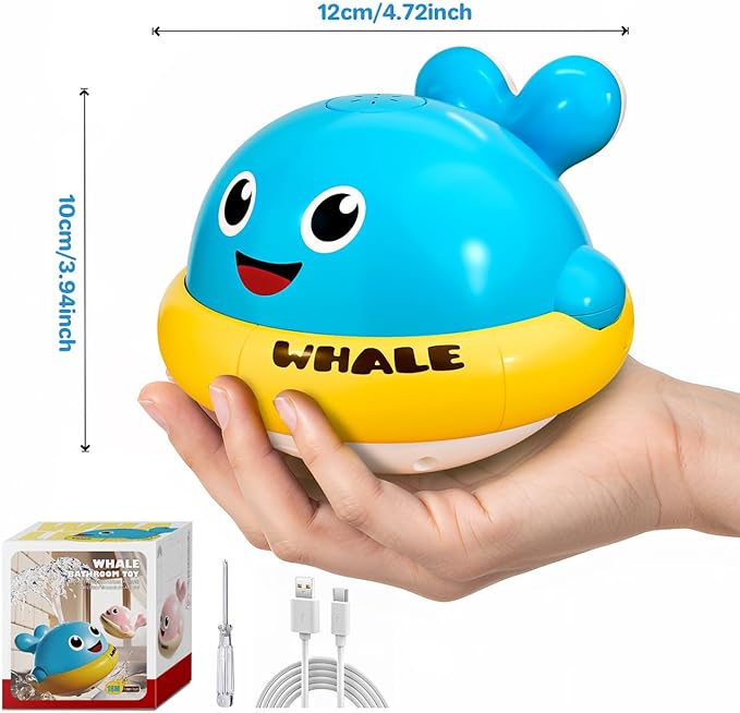 Baby Bath Toys, Light Up Whale Sprinkler Bath Toys for Kids Ages 1-3, Pool Water Toys for Toddlers Bathtub Fountain Toys, Birthday Gifts for 1 2 3 Year Old Boys & Girls