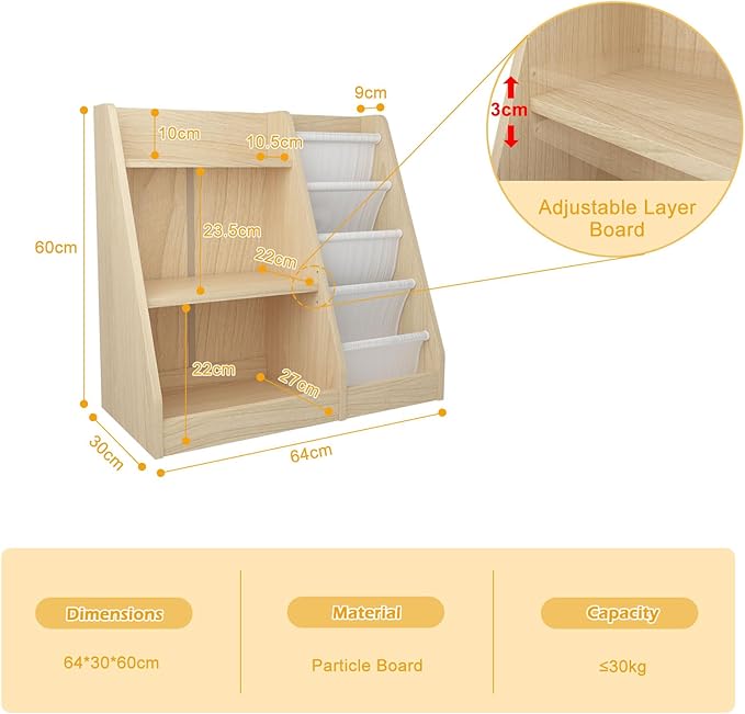 HedoAjim White 3 Tier Kids Bookshelf Toddler Book Rack for Book Toy Storage Organizer Children Bookcase 4 Sling Adjustable Book Display Shelf for Nursery Playroom Kids Baby Bedroom