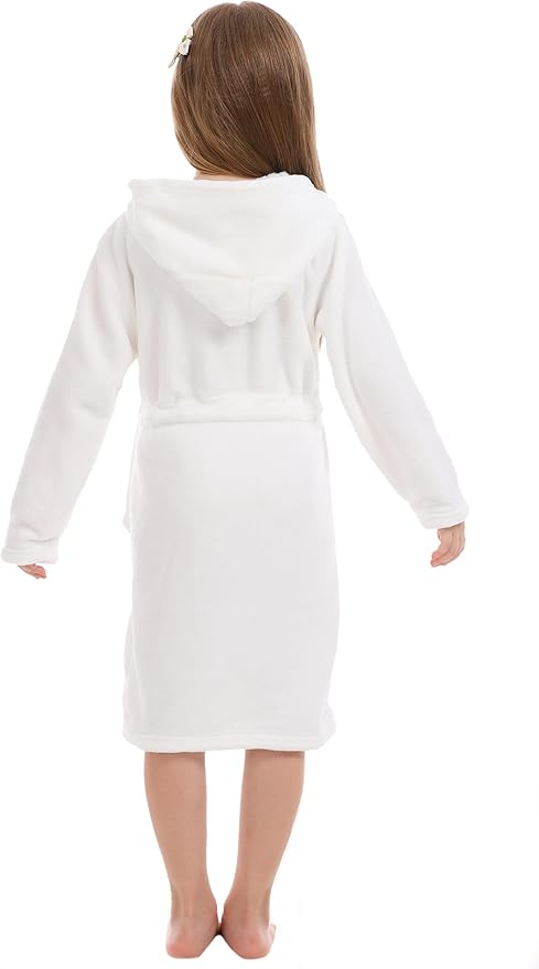 Toddler Robes Cute Pattern Bathrobe Unisex Kids Robe Baby Flannel Hoodie Pajamas Sleepwear
