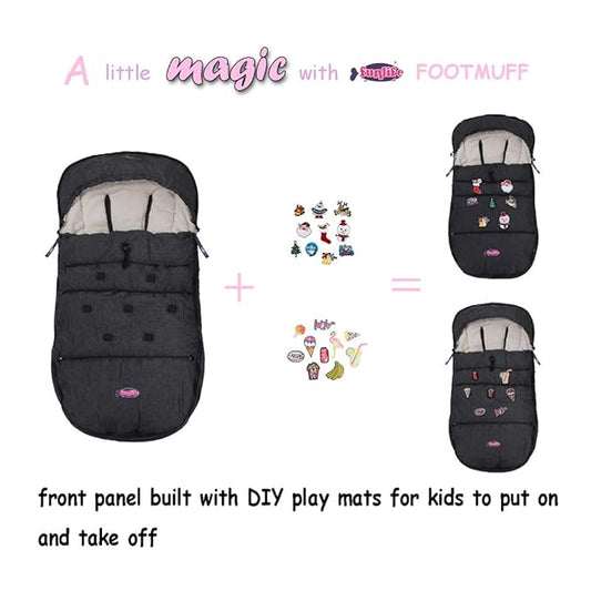 Christmas DIY Play Fun Waterproof Winter Stroller Bunting Bag Toddler,Width Adjustable, Anti-Dirt,Foot Area Open, Hoodie, All Features Needed for Baby Stroller Footmuff