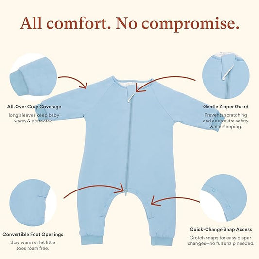 Baby 1.0 TOG Long Sleeve Sleep Suit with Legs, Premium Baby Swaddle Transition Sleep Sack, Newborn to 24 Months