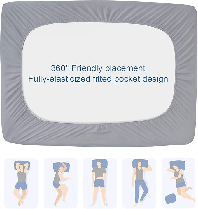 Twin Mattress Protector Pad Waterproof Quilted, Breathable & Cooling Twin Size Mattress Cover Fitted for Kids with Deep Pocket Up to 14" for Single Bed, (Gray)