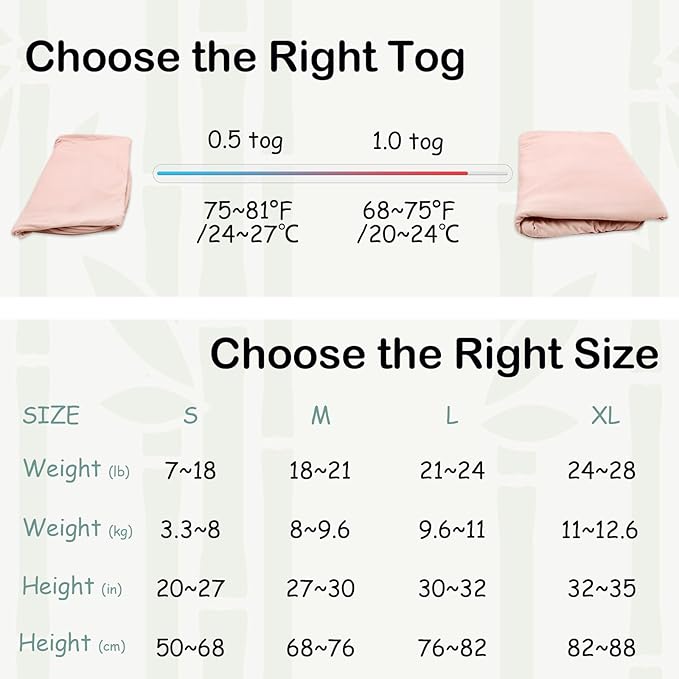 Supersoft Rayon Made from Bamboo Sleep Sack 18-24 Months 0.5 Tog Lightweight Toddler Sleep Sack 2t Baby Wearable Blanket with 2-Way Zipper Summer Unisex Sleeping Bag for Babies (2 Pack) Pink & Gray