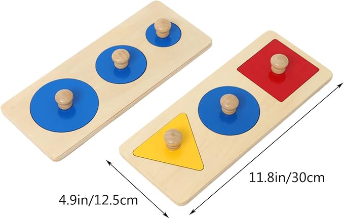 Montessori Multiple & Single Shape Puzzles - Jumbo Knob Wooden Geometry & Color Sorter for Toddlers