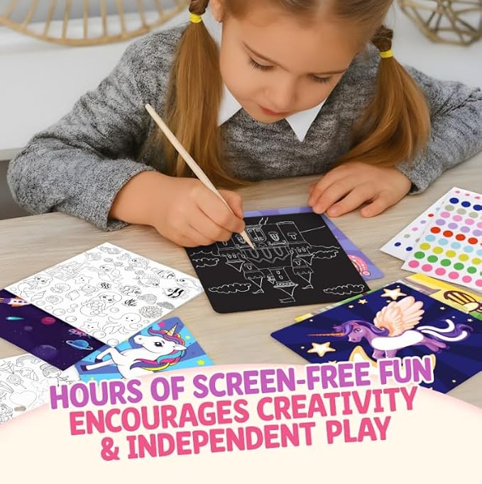 Unicorn Princess Craft Kit for Girls | 24 Kids Arts and Crafts Project Activities Set | Dot Foam Scratch Foil Art Stocking Stuffers | Birthday Holiday Christmas Gift Toys for Girls Ages 4-8 Years Old