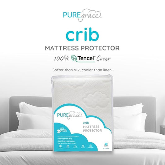 PUREgrace Tencel Mattress Protector (Crib & Toddler) – Waterproof, Noiseless, Breathable Cover with Deep-Pocketed Corners for Cribs and Toddler Mattresses