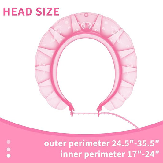 kair Baby Kids Shower Cap Soft Adjustable Silicone Toddler Bath Visor Children Hair Washing Hat Keep Kids Shield Water Out of Eyes & Ears (Pink, Head Size 17"-24" More Than 24 Months)