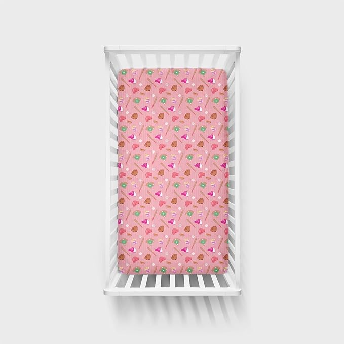 Little Sleepies Baby Crib Sheets, Buttery Soft Viscose from Bamboo Crib Sheets for Boys & Girls, Toddler Bed Sheet, Standard Crib Mattress Sheet, Super Stretchy & Elasticized (Pink All Stars)