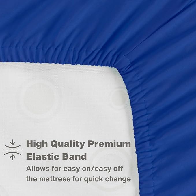 Everyday Kids Fitted Crib Sheet, 100% Soft Breathable Microfiber Baby Sheet, Fits Standard Size Crib Mattress 28in x 52in, Royal Blue Nursery Sheet