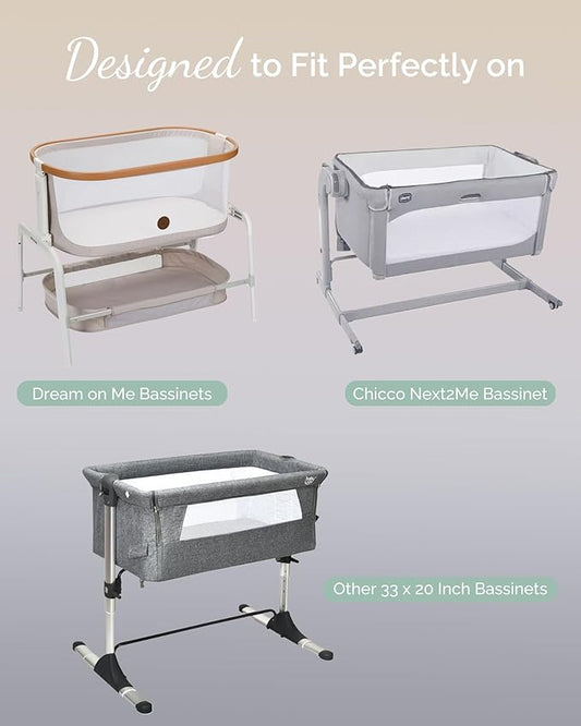 Bedside Sleeper Bassinet Fitted Sheets 33x20 for Maxi COSI Iora, Koola Baby, Baby Joy, Angelbliss, Kidsclub Bedside Bassinet - Buttery Soft Sheets - Burnt Orange+Mustard Yellow+ Cloud, 3 Pack
