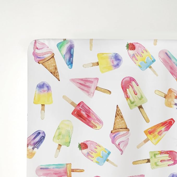 Watercolor Fruit Ice Cream Baby Crib Sheets for Boy Girl 52x28Inch Dessert Sweets Soft Stretchy Fitted Crib Mattress Cover Colourful Summer Nursery Baby Sheet for Crib and Toddler Bed Mattresses