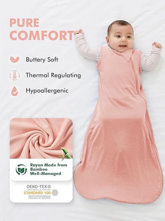 HAPIU Unisex Rayon Made from Bamboo Baby Sleep Sack TOG 0.5, 2-Way Zipper YKK, Wearable Blanket Toddler