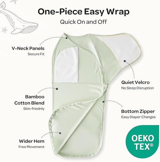 Momcozy Swaddles for Newborns, Quiet Fastner Suitable for Infant 0-3 Months, New-Parent-Friendly Swaddle Sack, Reduce Startle Reflex, Newborn Boys Girls Registry Essentials, 2-Pack, Serenity
