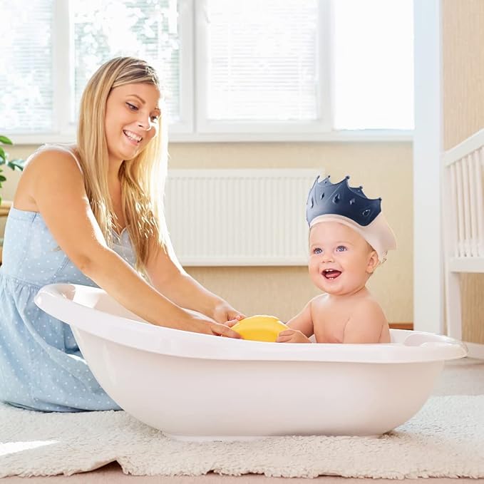 2 Pieces Soft Baby Shower Cap Soft Adjustable for Washing Hair Shield Safe Visor Cap Bathing Shampoo Shower Protection Bath Hat for Toddler Kids Children