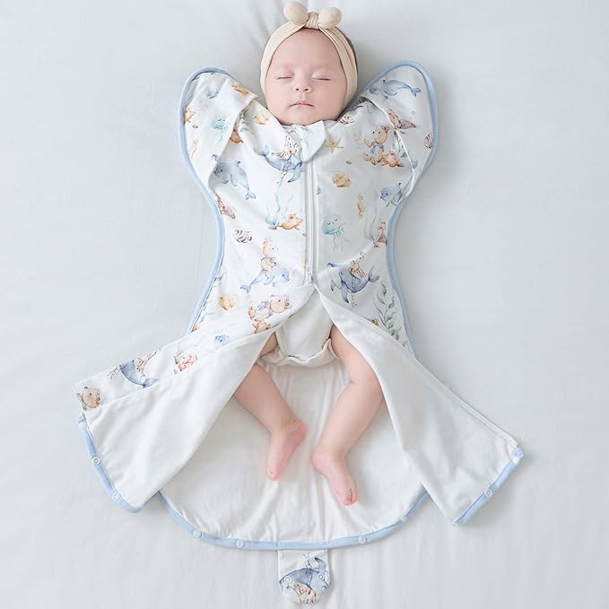 Baby Sleep Sack,0.5 TOG Self-Soothing Swaddle to Improve Sleep & Ease Startle Reflex, 100% Cotton & Breathable