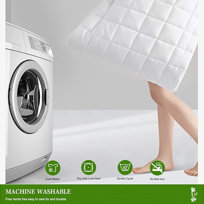UNILIBRA California King Mattress Pad Waterproof Rayon Made from Bamboo, Fitted Deep Pocket Mattress Cover fits 6''-25'', Breathable Quilted Mattress Protector, White