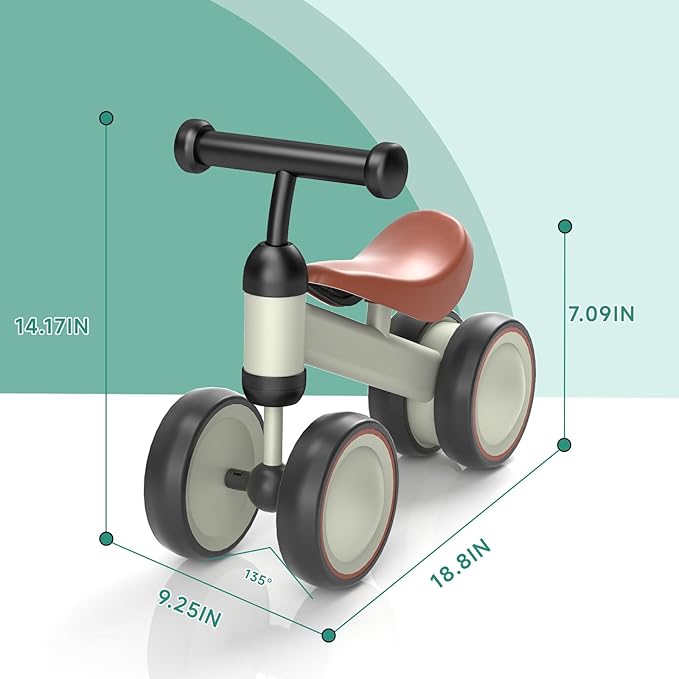 SIMATE Balance Bike Toys for 1 Year Old Boys Girls, 12-24 Month Toddler Ride on Toys, 4 Silent Wheels & Soft Seat, First Birthday Gifts for Baby Girls Boys