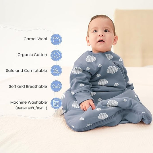 Unisex Sleeping Bag for Babies and Toddlers 1.0 Tog Sleep Sack 6-18 Months, Newborn Sleep Sack, Wearable Blanket Baby, One Piece Long Sleeves, Gifts for Baby