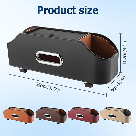 4-in-1 Car Backseat Organizer, 2026 New Car Seat Back Storage Box, Multifunctional Car Back Seat Storage Organizer with Cup Holders, Tissue Box Slot, Hooks to Keep Your Ride Clean & Organized (Black)