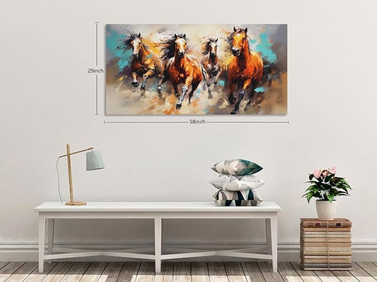 KUNHAAH Wall Art Canvas Painting Running Horse 1 Piece Symbolizes Success and Power Abstract Artistic Background Picture Poster Print Framed and Stretched Ready to Hang for Living Room Bedroom