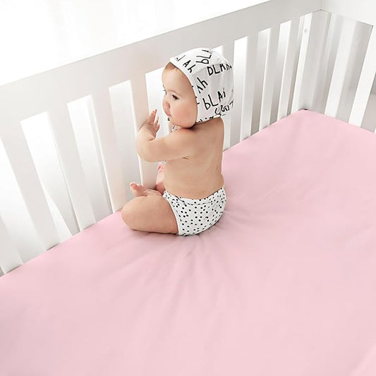 Little Grape Land Crib Sheets Baby Toddler Sheets 2 Pack Fitted for Boys Girls, Standard Size 28x52‘’ Crib Mattress, Super Soft Breathable Washable Microfiber (Whale/Little Bear)