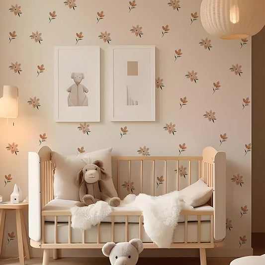 YouRfocus Daisy Wall Decals | 72 PCS Boho Flower Stickers for Girls' Rooms, Playrooms, Nurseries | Dual Layer Print for High Coverage | Removable Peel and Stick (Orange)| 12 Sheets
