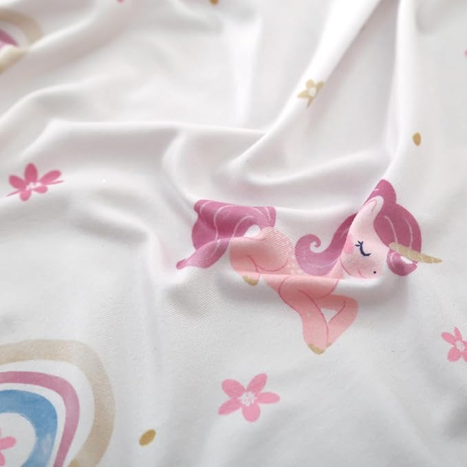 4 Piece Toddler Bedding Set - Ultra Soft Breathable Toddler Bedding Set for Girls, Includes Quilted Comforter, Flat Sheet, Fitted Sheet and Pillowcase(Unicorn)