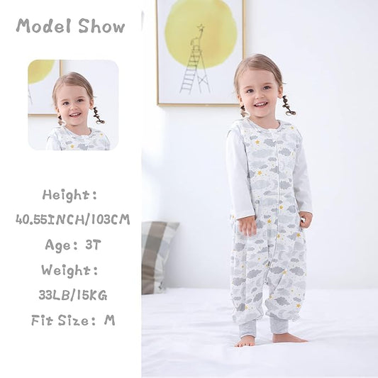 Toddler Sleeping Sack, Toddler Sleep Sack with Feet, Walker Wearable blanket, Sleep Sack with Legs,0.5Tog(Moon 2T-3T)
