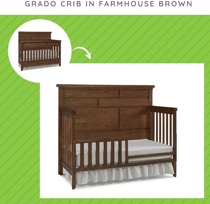 Toddler Bed Safety Guard Rail for Dolce Babi Convertible Cribs - Solid Wood Rail for Convertible Crib to Toddler Bed Conversion - Safety Bed Rail for Children (Farmhouse Brown)