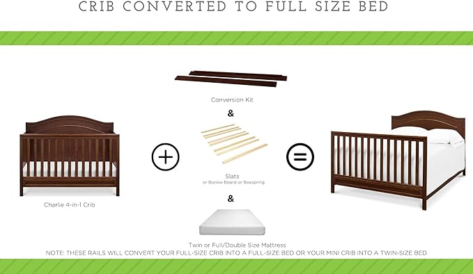 Universal Twin and Full-Size Conversion Kit Bed Rails for Davinci Baby Convertible Cribs - Solid Wood Rail - Toddler & Adult Bed Rail for Twin & Full-Size Bed - Nursery Furniture (Slate/Manor Grey)
