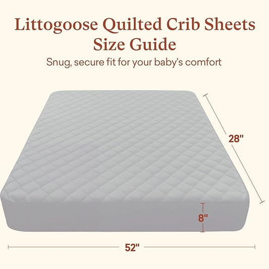 Quilted Crib Mattress Protector (2-Pack), Waterproof Toddler Mattress Pad Cover, Fits Standard Baby Crib Mattress 52x28''
