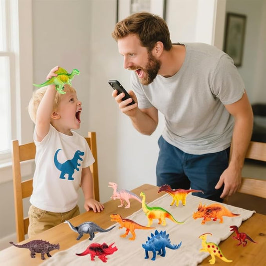 Kimicare Kids Dinosaur Figures Toys, 18 Pcs Plastic Dinosaur Toys for Kids 3-5, STEM Educational Realistic Dinosaurs Figurine Playset for Toddlers, Dino Toy Birthday Gifts Christmas Stocking Stuffers