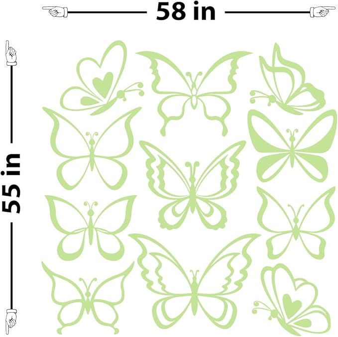 The Decal Guru Butterfly Wall Art Vinyl Stickers DIY Nursery or Girls Room Decor Peel and Stick Butterflies Decals (Key Lime Pie, 55x58 inches)