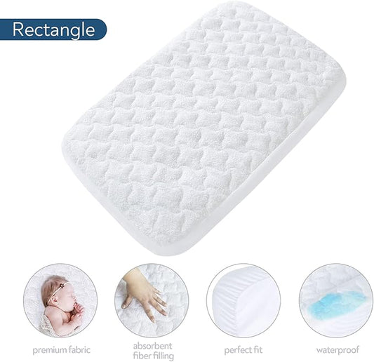 Bassinet Mattress Pad Cover 32" x 21", Waterproof Quilted Bassinet Mattress Protector, Cotton Terry Surface