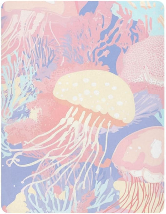 Pastel Coral Reef Jellyfish Crib Sheets Standard Crib Toddler Mattresses Cover Fitted Baby Bed Sheet Breathable Crib Mattress Sheet for Girls Boys 52" x 28"x5''