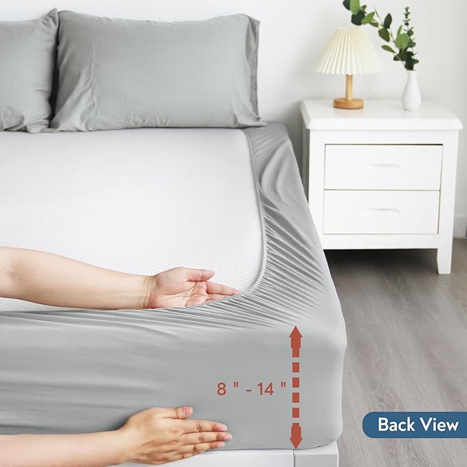 Magik & Kover Twin Mattress Protector Waterproof Cover 2 Pack, Waterproof Bed Twin Fitted Sheet Only, Machine Washable Deep Pocket Single Size Mattress Cover for Kids with Elastic Rubber Band, Grey