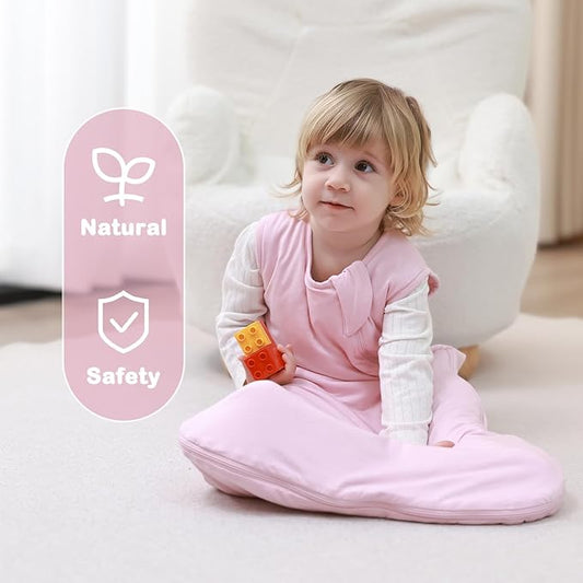 Mosebears Unisex Rayon Made from Bamboo Sleep Sack with 2-Way Zipper,2.5 Tog Baby Winter Sleep Sack (Blush,6-18 Months)