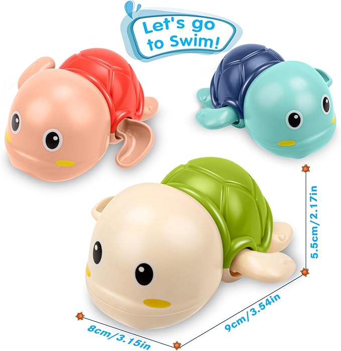 Bath Toys for Toddlers 1-3 Year Old Boys Gifts,Swimming Turtle Bath Toys, Floating Wind-up Bathtub Toys for Baby, Toddler Pool Water Toys for 1 2 3 4 Year Old Boys Girls Gifts