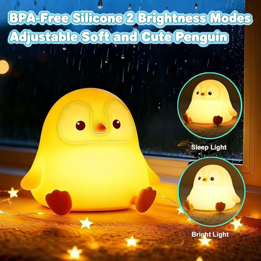 KangTen CHEN Cute Penguin Night Light for Kids Bedroom, Animal Silicone Nursery Night Lamp Touch Control Nightlights USB Rechargeable Bedside Lamp for Baby Children Toddlers Girls Gift