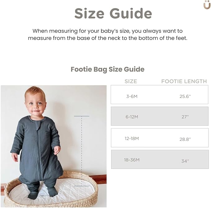 GUNAMUNA Baby Footie Sleep Bag – Walkable Wearable Blanket with DIAPER-ZiP, Convertible Foot Cuffs, Anti-Slip Grips