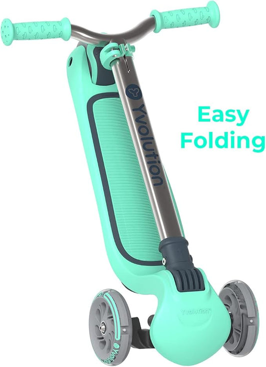 Yvolution Y Glider Air Scooter for Kids, 3 Wheel Scooter for Toddlers 4 Adjustable Height Glider with Kick Scooters, Lean to Steer with LED Flashing Light for Children Ages 3+ Years Old