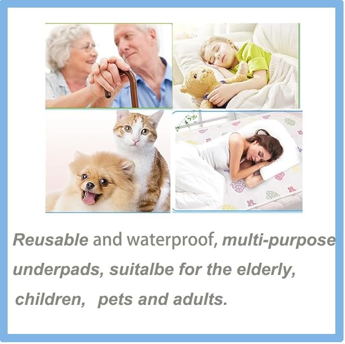 2 Pack Reusable Washable Bed Pads Tuckable Fit Twin Bed 34X36 Absorbent Waterproof Quilted Cotton Top Underpad Mattress Protector for Adult, Toddler ,Pet