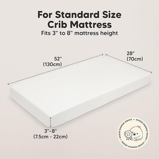 KeaBabies 2-Pack Organic Crib Sheets for Boys, Girls - 52x28 Fitted Crib Mattress Sheet Neutral, Breathable Jersey Cotton Cover for Baby Bed, Toddler Mattress, Soft & Cute Prints (Soft White)