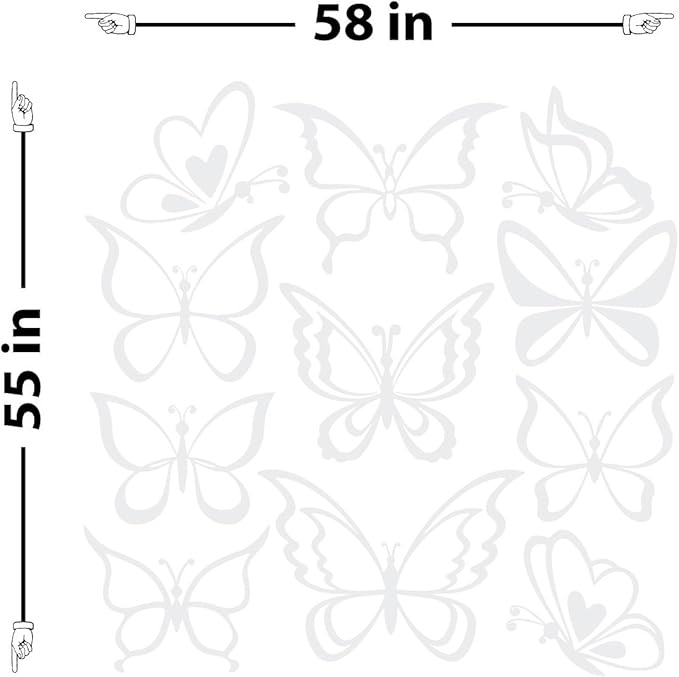 The Decal Guru Butterfly Wall Art Vinyl Stickers DIY Nursery or Girls Room Decor Peel and Stick Butterflies Decals (White, 55x58 inches)