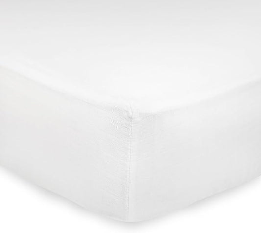 Little Unicorn 100% Natural Organic Cotton Muslin Crib Sheets | Breathable, Naturally Soft Fabric (White)