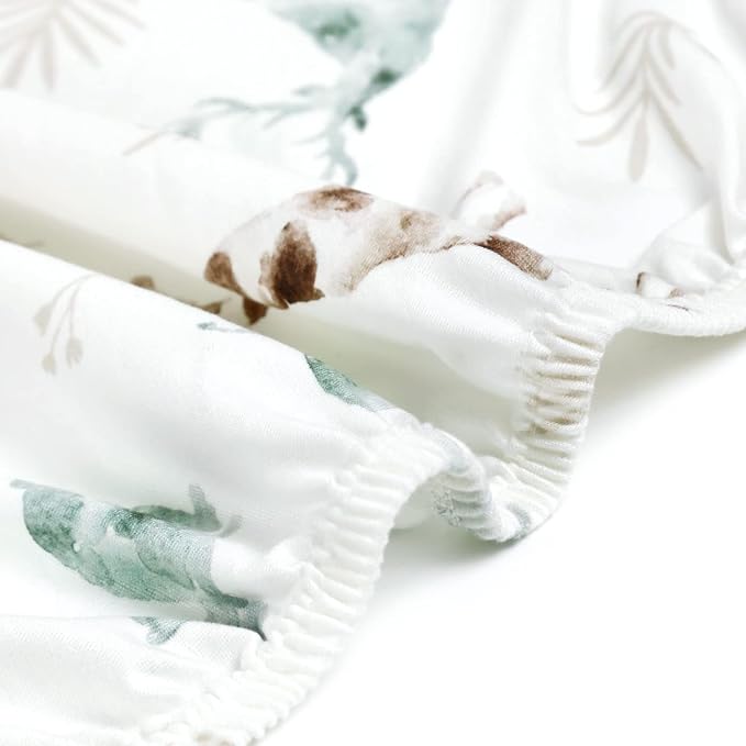 Stretch Ultra Soft Jersey Knit Fitted Crib Sheets Set 2 Pack,Fit All Standard Crib Mattress Pads Safe and Snug, Crib Fitted Sheet for Baby, Stylish African Savannah Animals Pattern