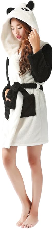 CuteOn Bathrobe for Women Soft Fleece Hooded Plush Loungewear