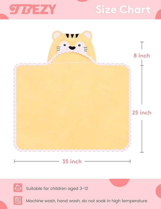 Baby Hooded Towel with Unique Animal Design Ultra Soft Thick Cotton Bath Towel for Newborn (Tiger)